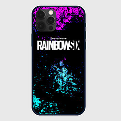 Чехол для iPhone 12 Pro Max Rainbow six неоновые краски, цвет: 3D-черный