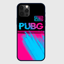 Чехол для iPhone 12 Pro Max PUBG - neon gradient: символ сверху, цвет: 3D-черный