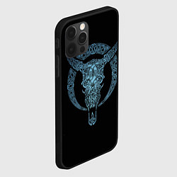 Чехол для iPhone 12 Pro Max Голова животного с рогами - кельстские узор, цвет: 3D-черный — фото 2