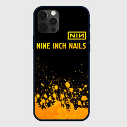 Чехол для iPhone 12 Pro Max Nine Inch Nails - gold gradient: символ сверху, цвет: 3D-черный