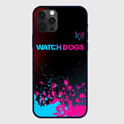 Чехол для iPhone 12 Pro Max Watch Dogs - neon gradient: символ сверху, цвет: 3D-черный