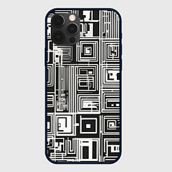 Чехол iPhone 12 Pro Max Белые полосы на чёрном фоне