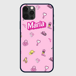 Чехол для iPhone 12 Pro Max Имя Мария в стиле барби - розовый паттерн аксессуа, цвет: 3D-черный