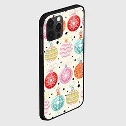 Чехол для iPhone 12 Pro Max Разноцветные новогодние шары, цвет: 3D-черный — фото 2