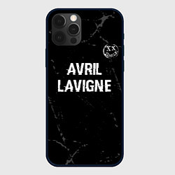 Чехол для iPhone 12 Pro Max Avril Lavigne glitch на темном фоне: символ сверху, цвет: 3D-черный