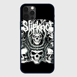 Чехол для iPhone 12 Pro Max Slipknot и черепушки, цвет: 3D-черный