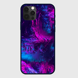 Чехол iPhone 12 Pro Max Неоновая абстракция синий и розовый