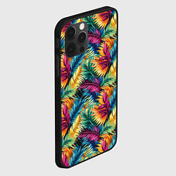 Чехол для iPhone 12 Pro Max Разноцветные пальмовые листья паттерн, цвет: 3D-черный — фото 2