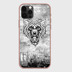 Чехол iPhone 12 Pro Max Texture - Злой волк
