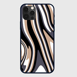 Чехол для iPhone 12 Pro Max Абстракция чёрно-бежевая, цвет: 3D-черный