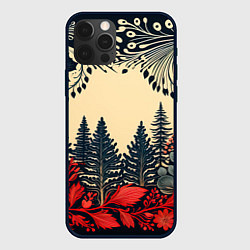 Чехол для iPhone 12 Pro Max Новогодний лес, цвет: 3D-черный