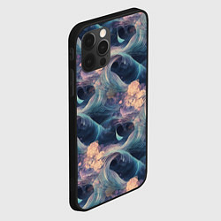 Чехол для iPhone 12 Pro Max Волнообразная фрактальная абстракция, цвет: 3D-черный — фото 2