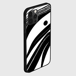 Чехол для iPhone 12 Pro Max Abstract black and white composition, цвет: 3D-черный — фото 2