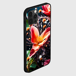 Чехол для iPhone 12 Pro Max Красный цветок капли, цвет: 3D-черный — фото 2