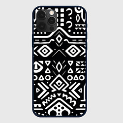 Чехол для iPhone 12 Pro Max Черно-белый абстрактный паттерн, цвет: 3D-черный