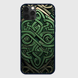 Чехол для iPhone 12 Pro Max Симметричный узор в ирландском стиле, цвет: 3D-черный