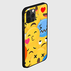 Чехол для iPhone 12 Pro Max Смайлы разные эмоции, цвет: 3D-черный — фото 2