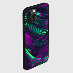 Чехол для iPhone 12 Pro Max Волнистые линии зелёные и фиолетовые, цвет: 3D-черный — фото 2