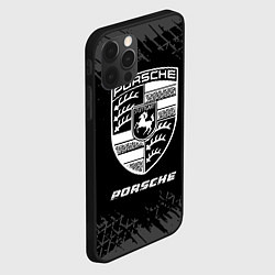 Чехол для iPhone 12 Pro Max Porsche speed на темном фоне со следами шин, цвет: 3D-черный — фото 2