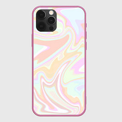 Чехол для iPhone 12 Pro Max Бледные разлитые краски абстракция, цвет: 3D-малиновый