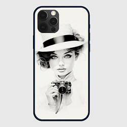 Чехол для iPhone 12 Pro Max Милая девушка с ретро камерой, цвет: 3D-черный
