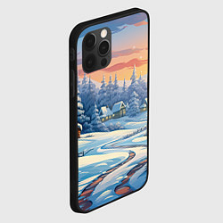 Чехол для iPhone 12 Pro Max Новогодний пейзаж зимний, цвет: 3D-черный — фото 2