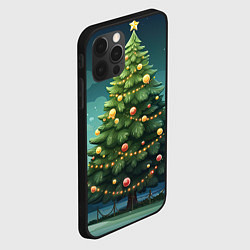 Чехол для iPhone 12 Pro Max Новогодняя зеленая елка, цвет: 3D-черный — фото 2