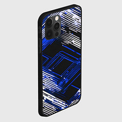 Чехол для iPhone 12 Pro Max Киберпанк линии белые и синие, цвет: 3D-черный — фото 2