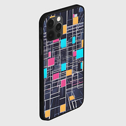 Чехол для iPhone 12 Pro Max Белые полосы и разноцветные квадраты, цвет: 3D-черный — фото 2