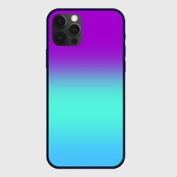 Чехол iPhone 12 Pro Max Фиолетовый бирюзовый голубой неоновый градиент