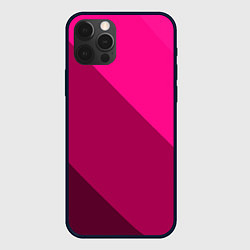 Чехол для iPhone 12 Pro Max Широкие розовые полосы, цвет: 3D-черный