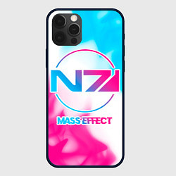 Чехол для iPhone 12 Pro Max Mass Effect neon gradient style, цвет: 3D-черный