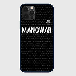 Чехол для iPhone 12 Pro Max Manowar glitch на темном фоне посередине, цвет: 3D-черный