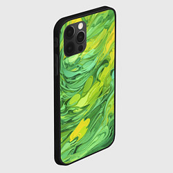Чехол для iPhone 12 Pro Max Зелено желтая краска, цвет: 3D-черный — фото 2