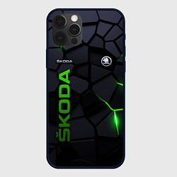 Чехол для iPhone 12 Pro Max Skoda - плиты с эффектом свечения, цвет: 3D-черный