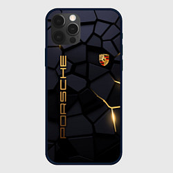 Чехол для iPhone 12 Pro Max Porsche - плиты с эффектом свечения, цвет: 3D-черный