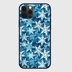 Чехол для iPhone 12 Pro Max New Years pattern with snowflakes, цвет: 3D-черный