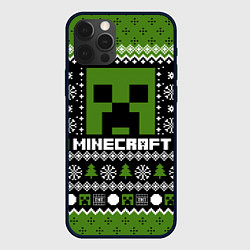 Чехол для iPhone 12 Pro Max Minecraft christmas sweater, цвет: 3D-черный