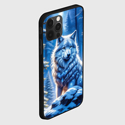 Чехол для iPhone 12 Pro Max Волк в зимнем ночном лесу, цвет: 3D-черный — фото 2
