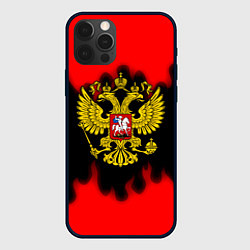 Чехол для iPhone 12 Pro Max Герб РФ огненный стиль, цвет: 3D-черный