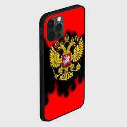 Чехол для iPhone 12 Pro Max Герб РФ огненный стиль, цвет: 3D-черный — фото 2