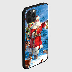 Чехол для iPhone 12 Pro Max Дед Мороз в лесу с животными, цвет: 3D-черный — фото 2