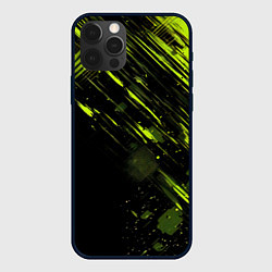 Чехол для iPhone 12 Pro Max Зеленая краска на черном фоне, цвет: 3D-черный