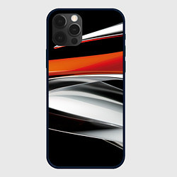 Чехол для iPhone 12 Pro Max Оранжевая и металлическая абстракция, цвет: 3D-черный