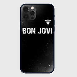 Чехол для iPhone 12 Pro Max Bon Jovi glitch на темном фоне посередине, цвет: 3D-черный