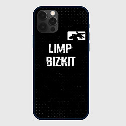 Чехол для iPhone 12 Pro Max Limp Bizkit glitch на темном фоне посередине, цвет: 3D-черный