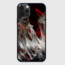 Чехол для iPhone 12 Pro Max Дым и красные узоры, цвет: 3D-черный