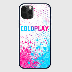 Чехол для iPhone 12 Pro Max Coldplay neon gradient style посередине, цвет: 3D-черный