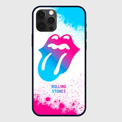 Чехол для iPhone 12 Pro Max Rolling Stones neon gradient style, цвет: 3D-черный