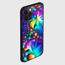 Чехол для iPhone 12 Pro Max Розово синий фрактал, цвет: 3D-черный — фото 2